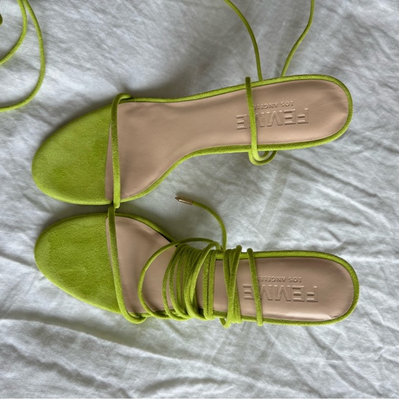 Femme LA Barely There Lace Up Heel in Lime - Picture 7 of 10